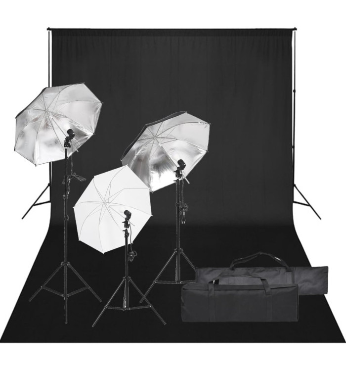 Kit de studio photo avec éclairage et toile de fond | Mobilier & Déco
