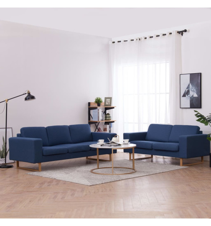 Ensemble de canapé 2 pcs Tissu Bleu | Mobilier & Déco