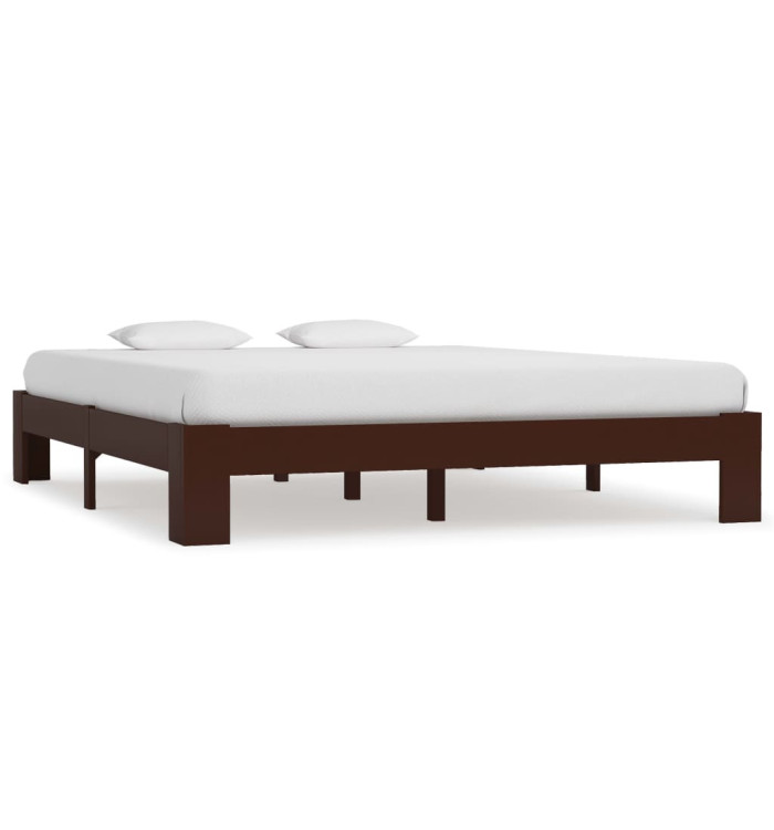 Cadre de lit sans matelas marron foncé pin massif 180x200 cm | Mobilier & Déco