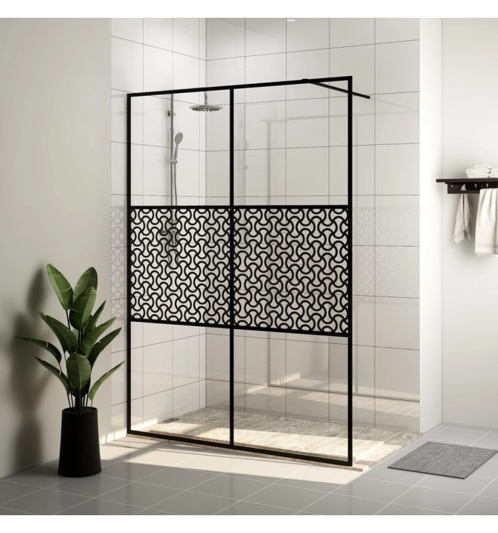 Paroi de douche avec verre ESG transparent 140x195 cm Noir | Mobilier & Déco