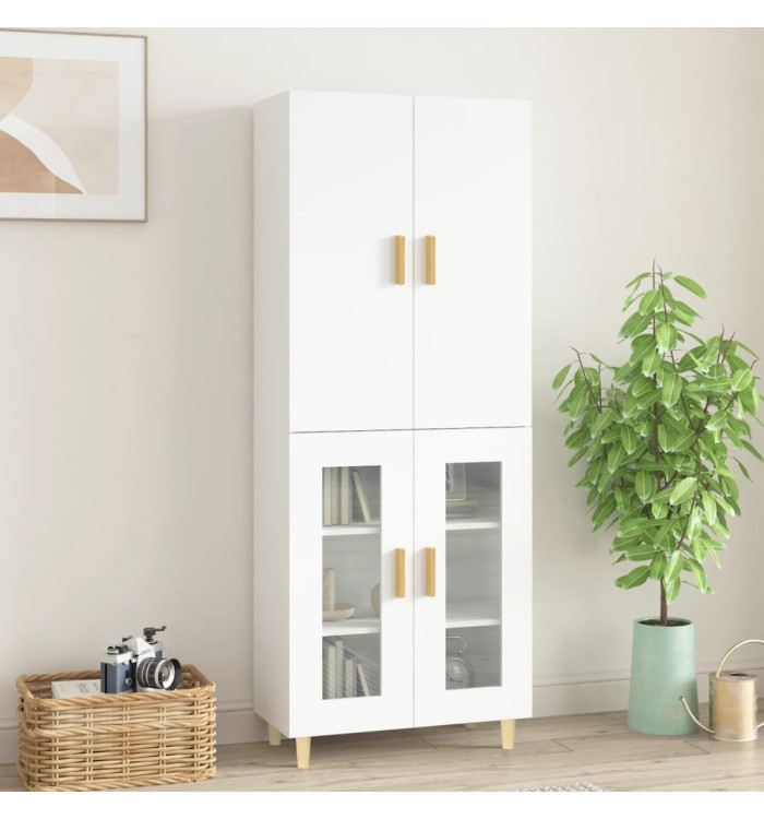 Buffet haut Blanc 69,5x34x180 cm Bois d'ingénierie | Mobilier & Déco