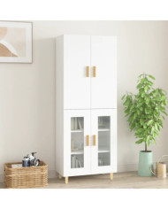 Buffet haut Blanc 69,5x34x180 cm Bois d'ingénierie | Mobilier & Déco