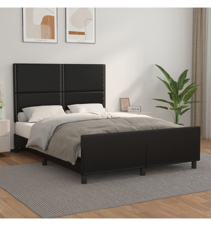 Cadre de lit sans matelas noir 140x200 cm similicuir | Mobilier & Déco