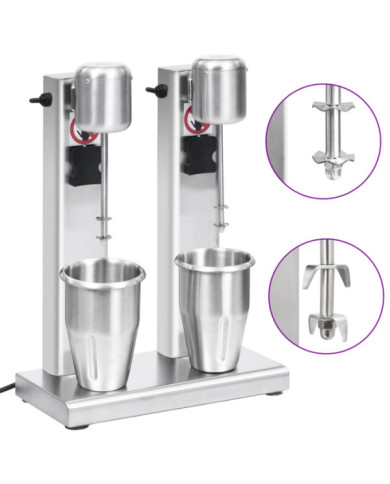 Mélangeur de milkshake avec deux coupelles Acier inoxydable 2 L | Mobilier & Déco