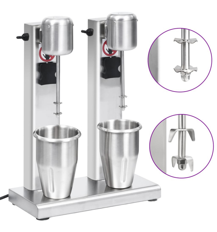 Mélangeur de milkshake avec deux coupelles Acier inoxydable 2 L | Mobilier & Déco