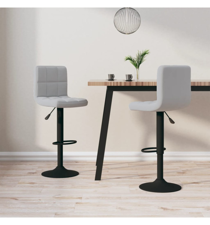 Tabourets de bar lot de 2 gris clair velours | Mobilier & Déco