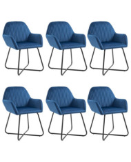 Chaises à manger lot de 6 bleu velours | Mobilier & Déco