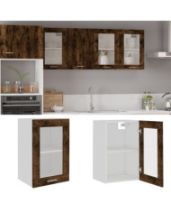 Armoire en verre suspendue "Lyon" Chêne fumé 40x31x60 cm | Mobilier & Déco