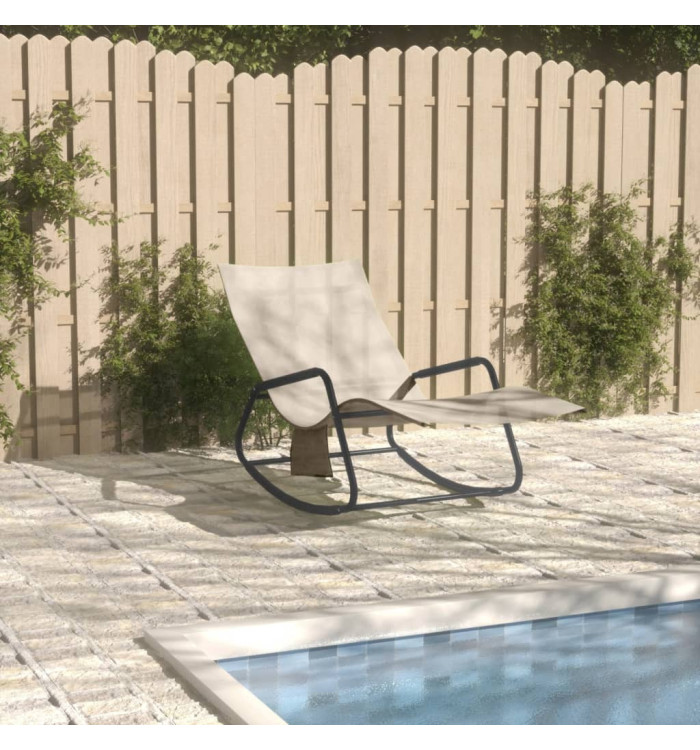 Chaise longue acier et textilène crème | Mobilier & Déco