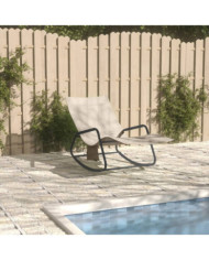 Chaise longue acier et textilène crème | Mobilier & Déco