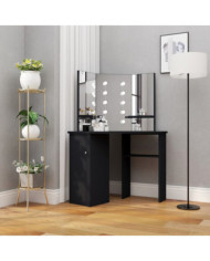 Coiffeuse d'angle avec LED Noir 111x54x141,5 cm | Mobilier & Déco