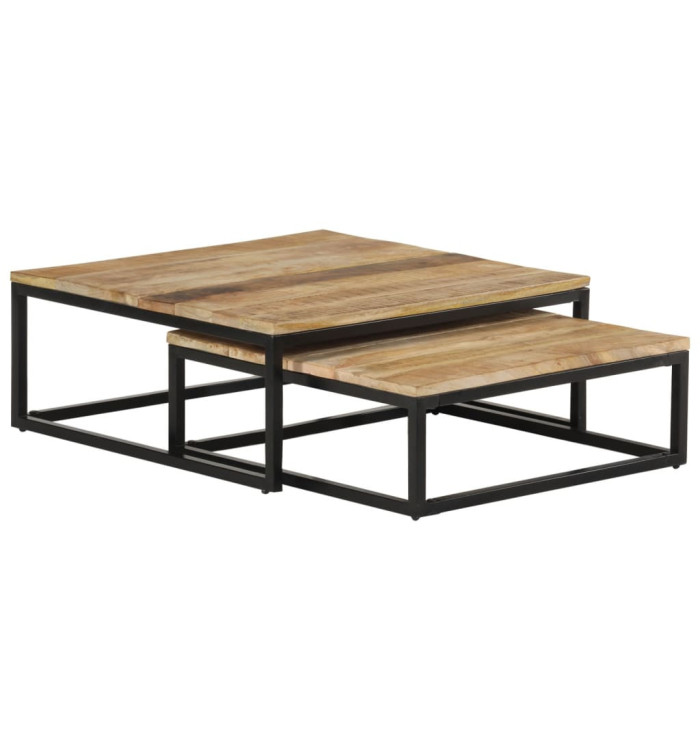 Tables gigognes 2 pcs Bois solide de manguier | Mobilier & Déco