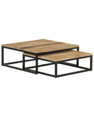 Tables gigognes 2 pcs Bois solide de manguier | Mobilier & Déco