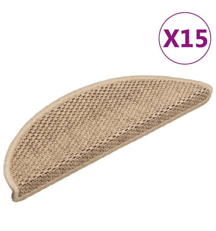 Tapis d'escalier autocollants 15 pcs 56x17x3 cm Sable | Mobilier & Déco