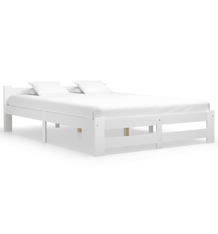 Cadre de lit sans matelas blanc bois massif de pin 180x200 cm | Mobilier & Déco