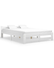 Cadre de lit sans matelas blanc bois massif de pin 180x200 cm | Mobilier & Déco