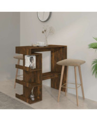 Table de bar et étagère de rangement chêne fumé bois ingénierie | Mobilier & Déco