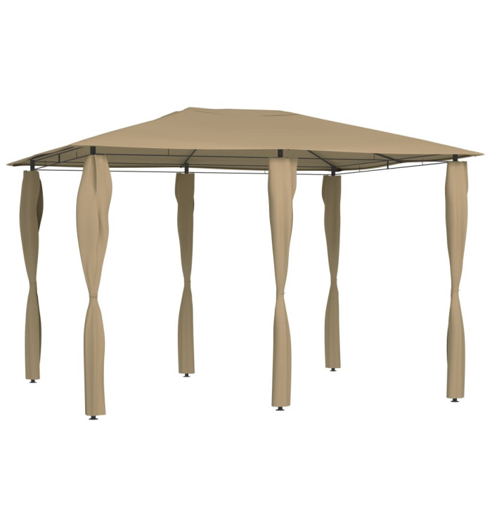 Belvédère avec revêtement de poteaux 3x4x2,6 m Taupe 160 g/m² | Mobilier & Déco