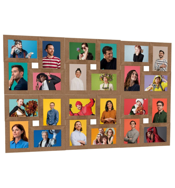 Collage de cadres photo de photo 24x(13x18 cm) Marron clair MDF | Mobilier & Déco
