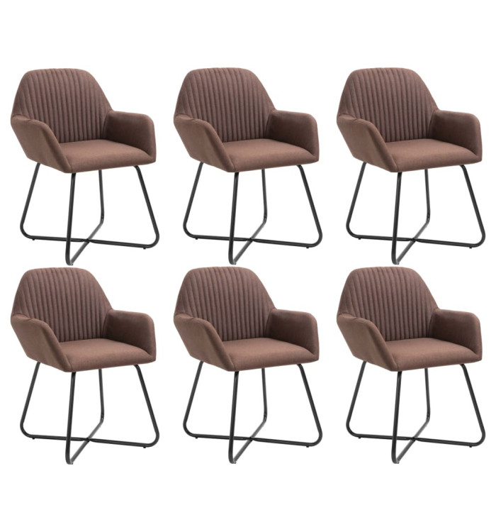 Chaises à manger lot de 6 marron tissu | Mobilier & Déco