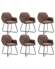 Chaises à manger lot de 6 marron tissu | Mobilier & Déco