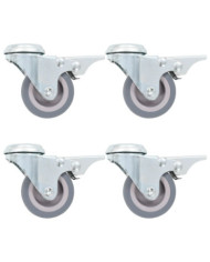 4 pcs Roulettes pivotantes à trou de boulon à double frein 50mm | Mobilier & Déco
