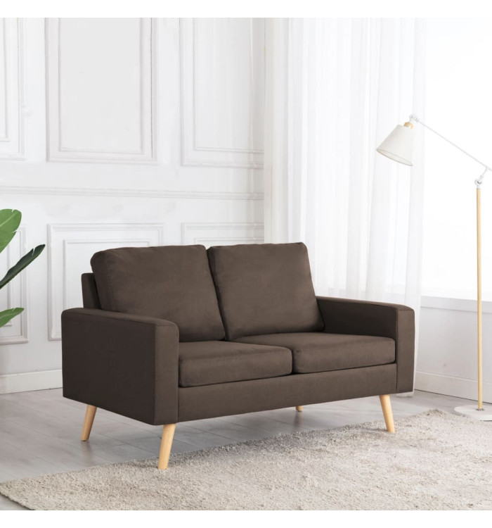 Canapé à 2 places Marron Tissu | Mobilier & Déco