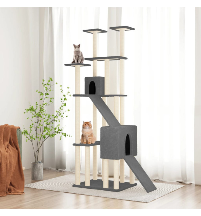 Arbre à chat avec griffoirs en sisal Gris foncé 190 cm | Mobilier & Déco