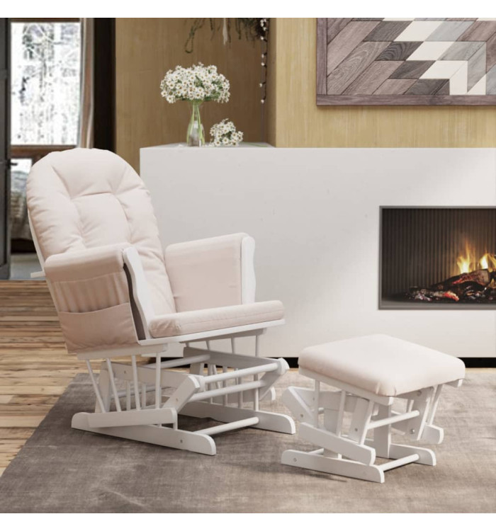 Chaise berçante avec repose-pied Rose clair Tissu | Mobilier & Déco