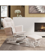Chaise berçante avec repose-pied Rose clair Tissu | Mobilier & Déco