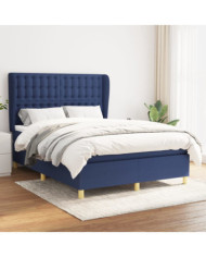 Sommier à lattes de lit avec matelas Bleu 140x200 cm Tissu | Mobilier & Déco