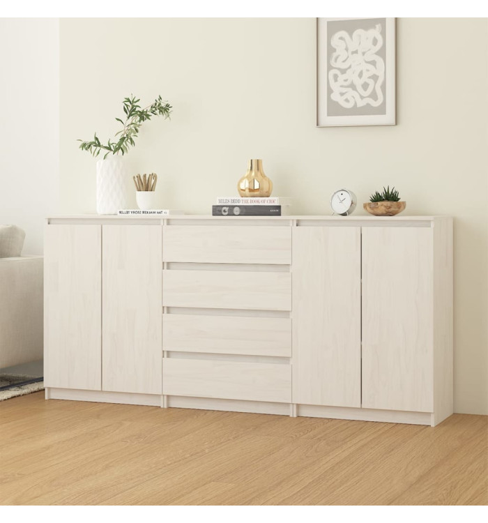 Armoires latérales 3 pcs blanc Bois de pin massif | Mobilier & Déco