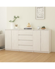 Armoires latérales 3 pcs blanc Bois de pin massif | Mobilier & Déco