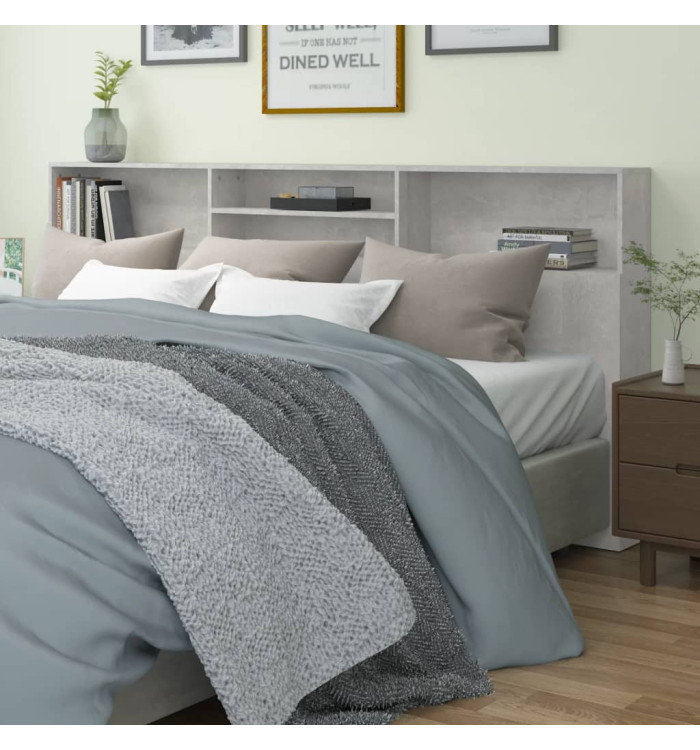 Armoire de tête de lit Gris béton 220x19x103,5 cm | Mobilier & Déco
