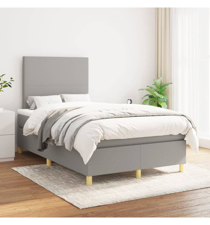 Sommier à lattes de lit avec matelas Gris clair 120x200cm Tissu | Mobilier & Déco