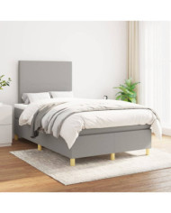 Sommier à lattes de lit avec matelas Gris clair 120x200cm Tissu | Mobilier & Déco