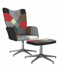 Chaise de relaxation avec tabouret Patchwork Tissu | Mobilier & Déco