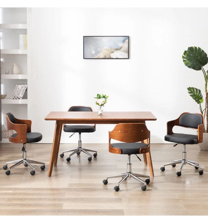 Chaises pivotantes à manger lot de 4 bois courbé et similicuir | Mobilier & Déco