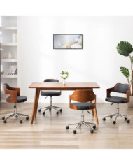 Chaises pivotantes à manger lot de 4 bois courbé et similicuir | Mobilier & Déco