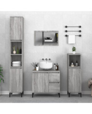 Ensemble d'armoires de salle de bain 3 pcs sonoma gris | Mobilier & Déco