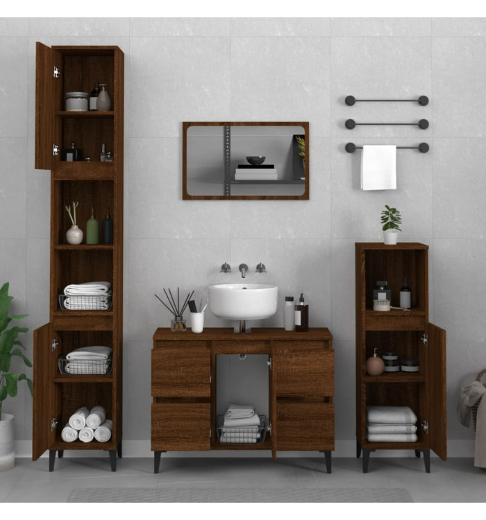 Ensemble de meubles de salle de bain 3 pcs Chêne marron | Mobilier & Déco