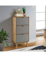 Armoire à chaussures OTTA et 3 tiroirs Marron et gris Bois pin | Mobilier & Déco