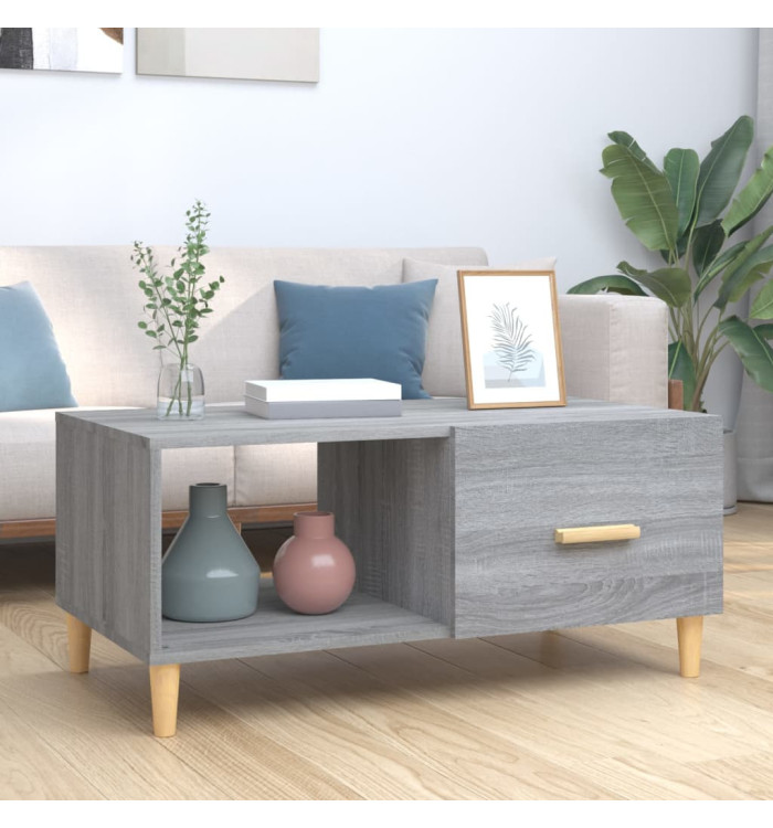 Table basse sonoma gris 89,5x50x40 cm bois d'ingénierie | Mobilier & Déco