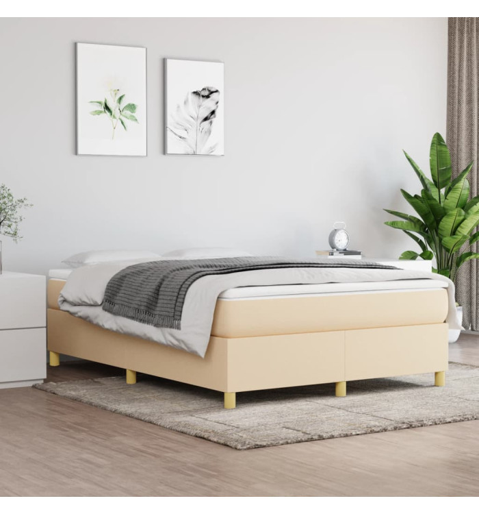 Cadre de lit sans matelas crème 140x200 cm tissu | Mobilier & Déco