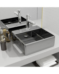 Lavabo avec trop-plein 41 x 41 x 15 cm Céramique Argenté | Mobilier & Déco