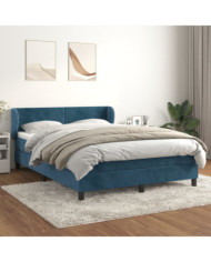 Sommier à lattes de lit et matelas Bleu foncé 140x200cm Velours | Mobilier & Déco