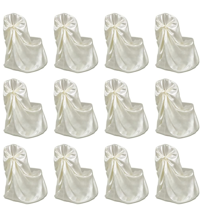 Housses de chaise pour banquet de mariage 12 pcs Crème | Mobilier & Déco