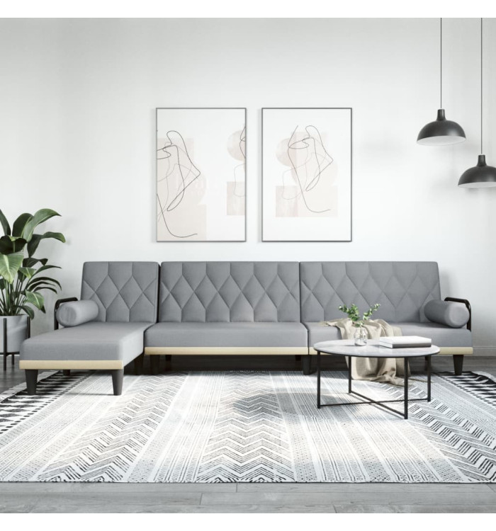 Canapé-lit en forme de L gris clair 260x140x70 cm tissu | Mobilier & Déco