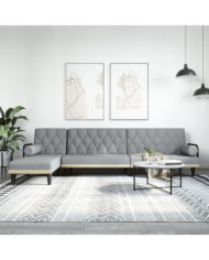Canapé-lit en forme de L gris clair 260x140x70 cm tissu | Mobilier & Déco