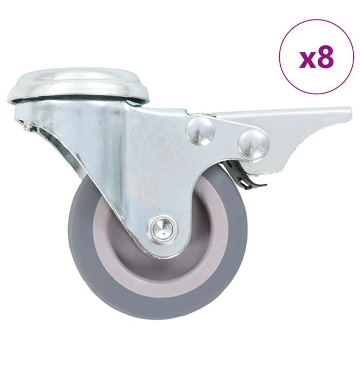 8 pcs Roulettes pivotantes à trou de boulon 50 mm | Mobilier & Déco
